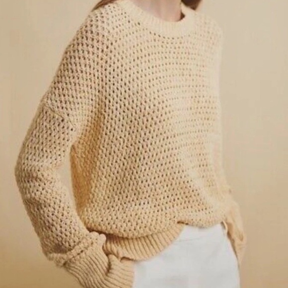 Theory karenia sughero open knit cream Tan slouchy Open Knit sweater women's S - Picture 13 of 15